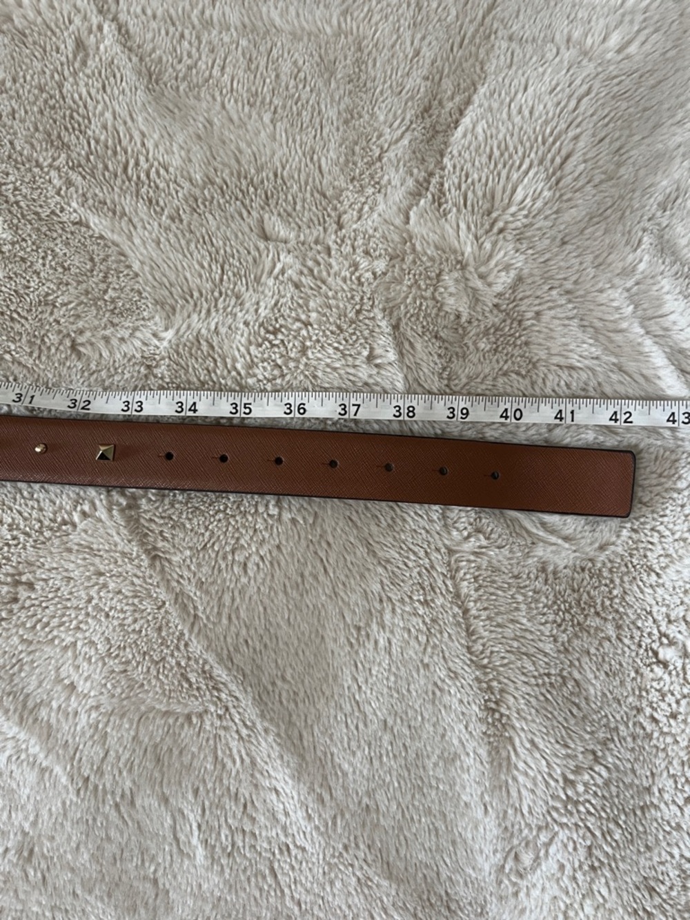 Michael Kors Brown Leather MK Circle Logo Belt with Gold Buckle - Picture 5 of 5